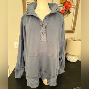 Aerie Women's Blue 1/4 snap pullover